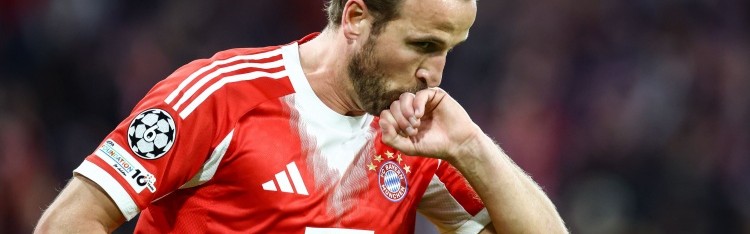 凯恩拜仁生涯32场欧冠直接参与32球，自23/24赛季同期球员中最多